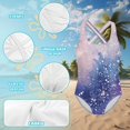 thumbnail image 6 of Uorisanigo Little Girls Swimsuits Size 9-10 One Piece Sport Summer Beach Swimwear Cross Shoulder Strap Pool Party Bathing Suit, Pink and Purple Galaxy, 6 of 7