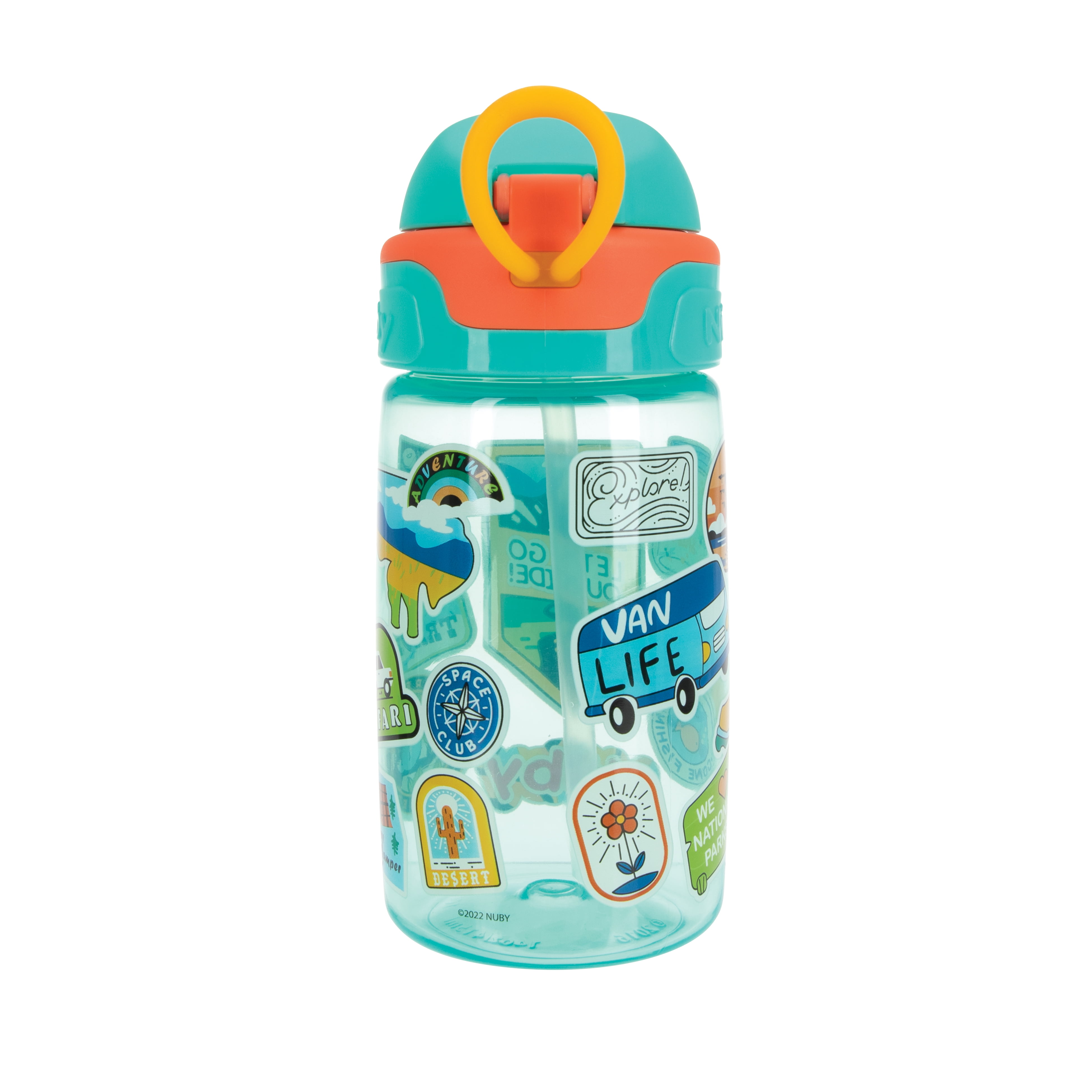(2 pack) Nuby Thirsty Kids Flip-It Bolt Travel Straw Cup, 14 fl oz