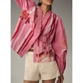 thumbnail image 2 of Gupgi Women Floral Shirts Long Sleeve Ruffles Button Down Fashion Blouses Spring Loose Tops, 2 of 7