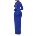 thumbnail image 3 of Kaemgyyd Cocktail Dresses for Women Turtleneck Long Sleeve Stretch Maxi Dress Solid Color Slim Bodycon Pencil Dress, 3 of 5