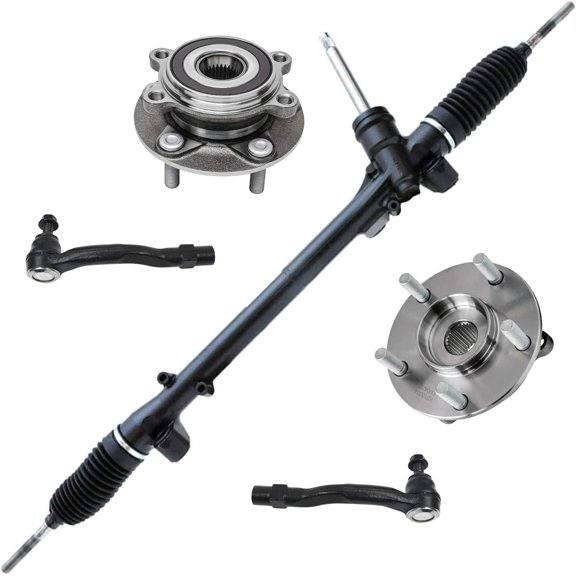 Detroit Axle - Front Wheel Bearing & Hubs + Rack and Pinion + Outer Tie Rods Replacement for 2014-2018 Mazda 3 Sport - 5pc Set
