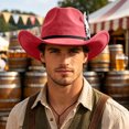 thumbnail image 4 of SGMVNU Cowboy Hats for Men Small Brim Felts Crushable Outback Hat with Belt Strap Parties Western , , One Size, 4 of 4