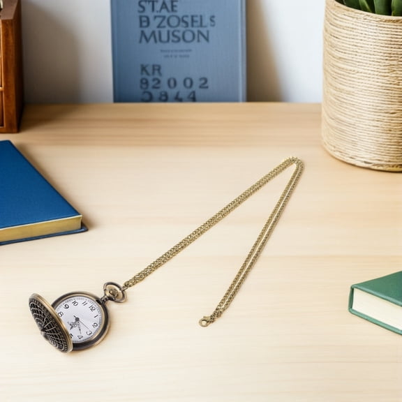 ELAYARD Retro Steampunk Pocket Watch with Flipping Cover and Chain for Elegant Outfit Accessory