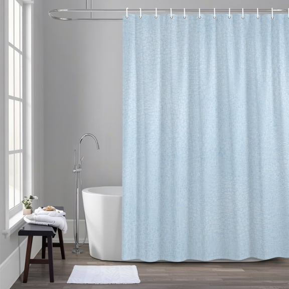 Light Blue 72x72 Inches Waterproof Shower Curtain, Natural Solid Color Organic Mottling Texture Bath Curtain Set with 12 Hooks Washable Shower Curtains for Bathroom Bathtub Decor
