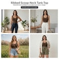 thumbnail image 6 of Womens Tank Tops Square Neck Fitted Sleeveless T-Shirts Ribbed Basic Top Brown M, 6 of 7