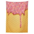 thumbnail image 3 of Ambesonne Ice Cream Tablecloth Rectangular Table Cover, Waffle Pattern, 52"x70", Mustard Coral, 3 of 4