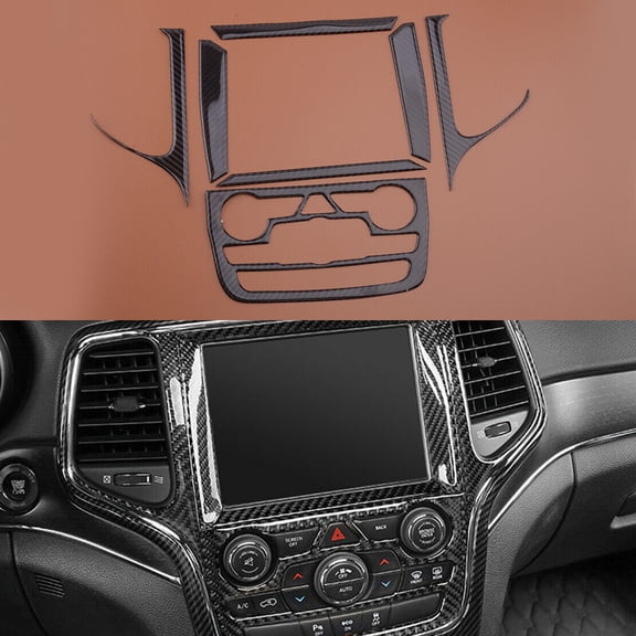 Carbon Fiber Navigation Panel Cover Trim fit for for Jeep Grand Cherokee 2014-2018