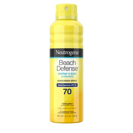 (2 pack) Neutrogena Beach Defense Oil-Free Body Sunscreen Spray, SPF 70, 6.5 (Best Sunscreen Spray For Body)