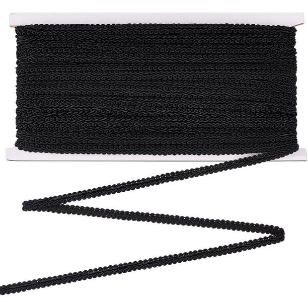 27,3 yardas de cinta trenzada de poliéster de 1/4 de pulgada, color negro, ideal para manualidades, costura, cortinas y decoración.