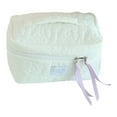thumbnail image 1 of Quilted Flower Cosmetic Bag Cute Storage Bag Large Capacity Soft for Work (Blue), 1 of 5