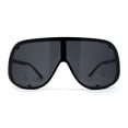 thumbnail image 3 of Extra Oversized Curved Shield Robotic 80s Sport Sunglasses All Black, 3 of 4
