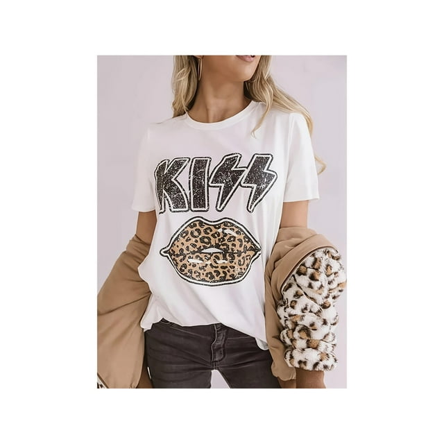 Fashionable Printed Women'S T-shirt - Comfortable And Relaxed, Round Neck, Suitable For All Seasons, Elegant Casual Top,Summer Pure Top, Elegant Party Summer Must-have
