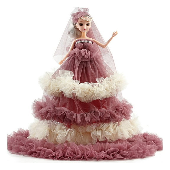 Inteprter Vestido de muñeca bebé princesa niñas hogar escuela dormitorio habitación disfraz juguete lindo Adorable cumpleaños Festival Decoración Rojo oscuro