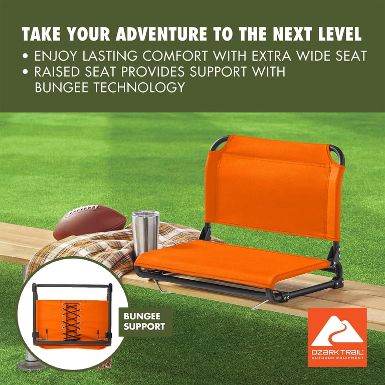 Ozark Trail Stadium Seat Orange Extra-Wide Raised Bleacher Seat