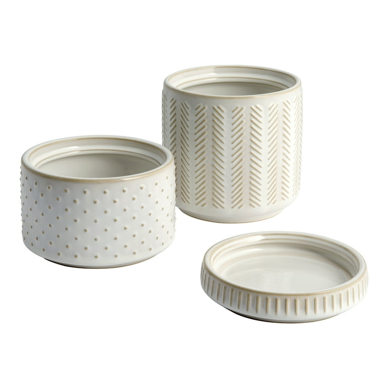 jars ceramic セット Better Homes & Gardens Ceramic 3-Piece Textured Stackable