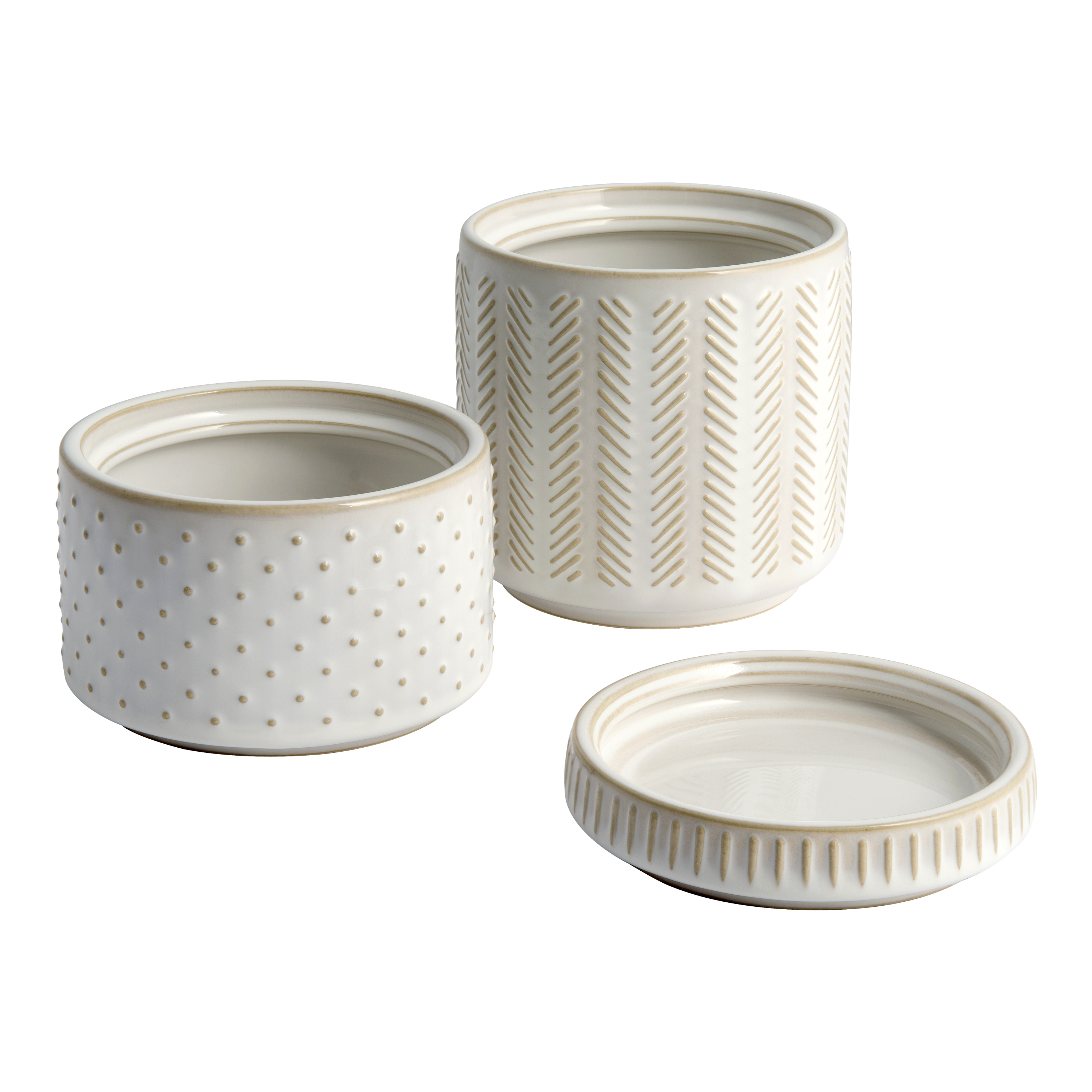 3-Piece Textured Ceramic Stackable Jar Set in Creamy White, Better Homes & Gardens - image 2 of 8