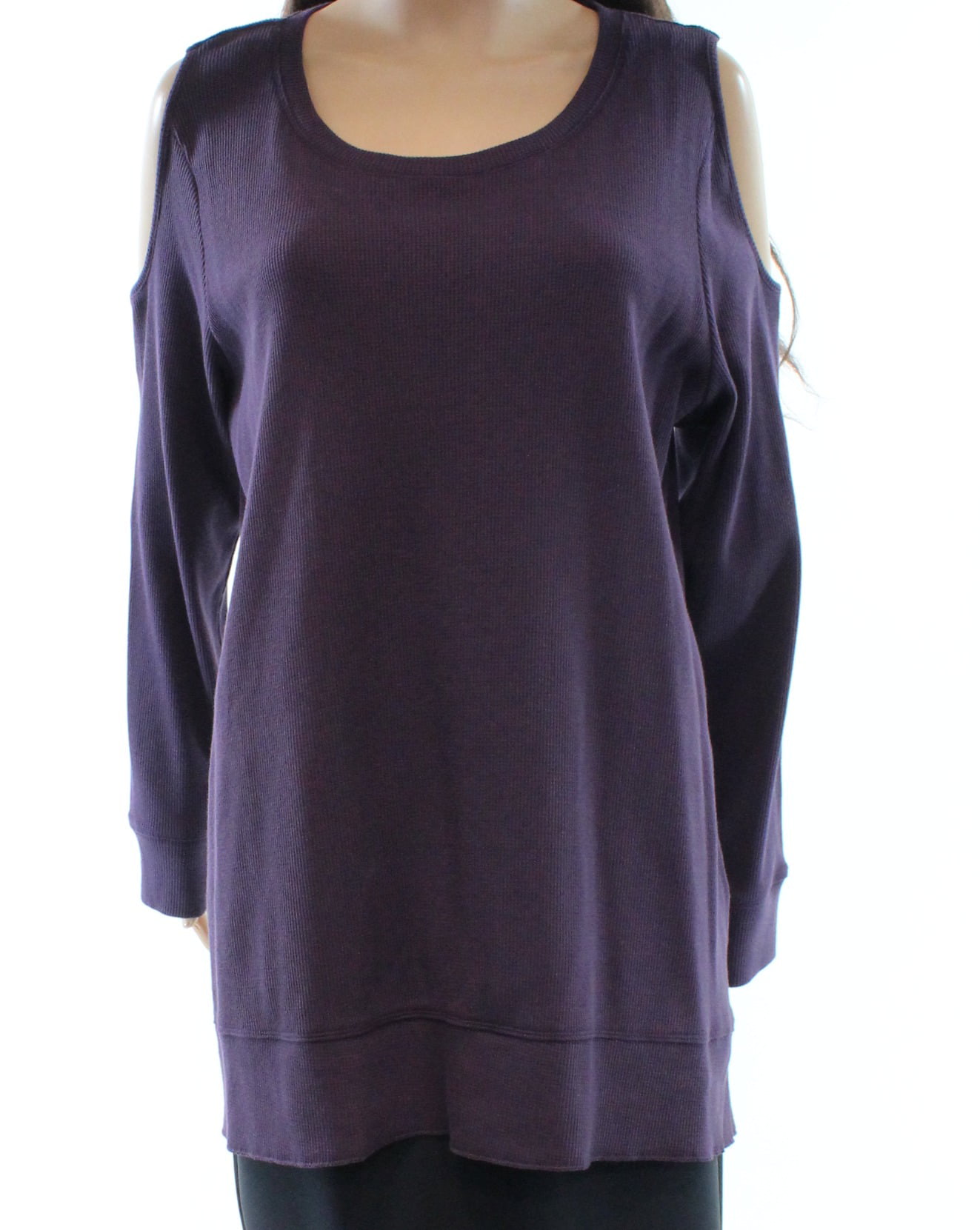 Style & Co. - STYLE & CO Womens Purple Thermal Long Sleeve Scoop Neck ...