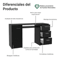 thumbnail image 4 of Escritorio Oficina Para PC Con 3 Cajones 1 Puerta Negro Madesa Alaska, 4 of 11