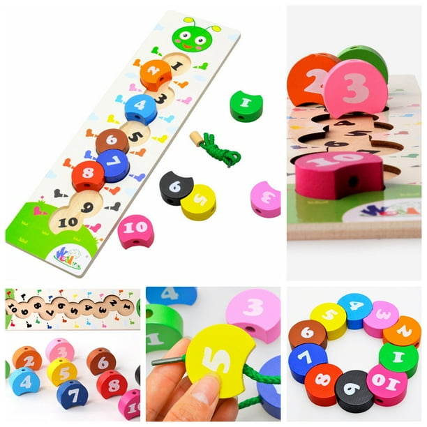 LNKOO Preschool Lacing Beads for Kids 10 Stringing Beads with 1