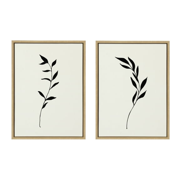 Sylvie Minimalist Botanical 18 in x 24 in Framed Painting Canvas Art Prints, by Kate and Laurel Set of 2