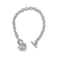 thumbnail image 4 of BERRICLE Heart Cubic Zirconia CZ Fashion Toggle Charm Bracelet for Women, Silver-Tone, 8 inch, 4 of 9