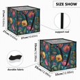 thumbnail image 3 of Home Organizer Foldable Fabric Storage Bin With Handle Hand-drawn Florals Leaf, 3 of 7