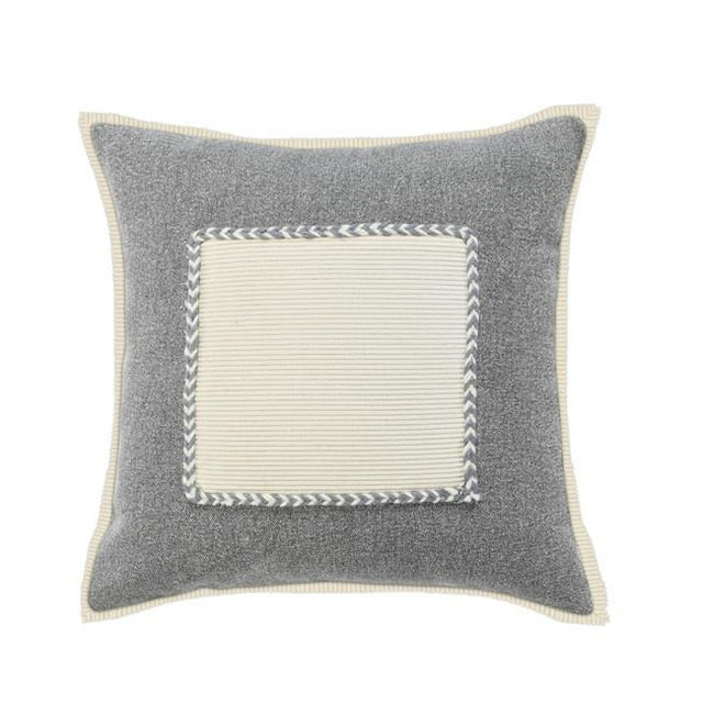 LR Home PILLO07700SSKFFPL Neutral Gray Riviera Framed Square Throw Pillow