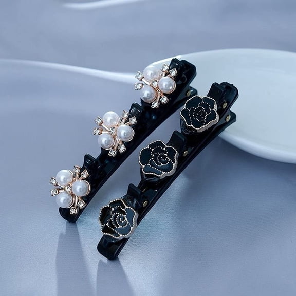 Satin Fabric Hair Bands,Hair Sectioning Clips for Styling Sectioning,Ladies Sparkling Rhinestone Flower Hair Clip,Braided Hair Clips for Styling (C-2pc)