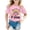 Pink, variant on Juniors Girls Tops & T-Shirts Summer Back To School Rainbow Print Round Neck Short Sleeve Loose Casual Tee Shirts Activewear,Pink,12-13 Years