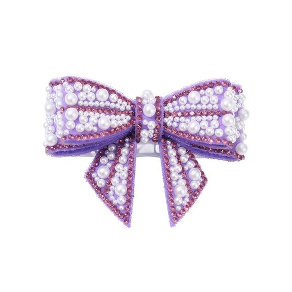 2-Piece Pearl Bow Ornaments, 3D Rhinestone Bowknot Christmas Tree Decor, Elegant Sparkling Holiday Hanging Accents for