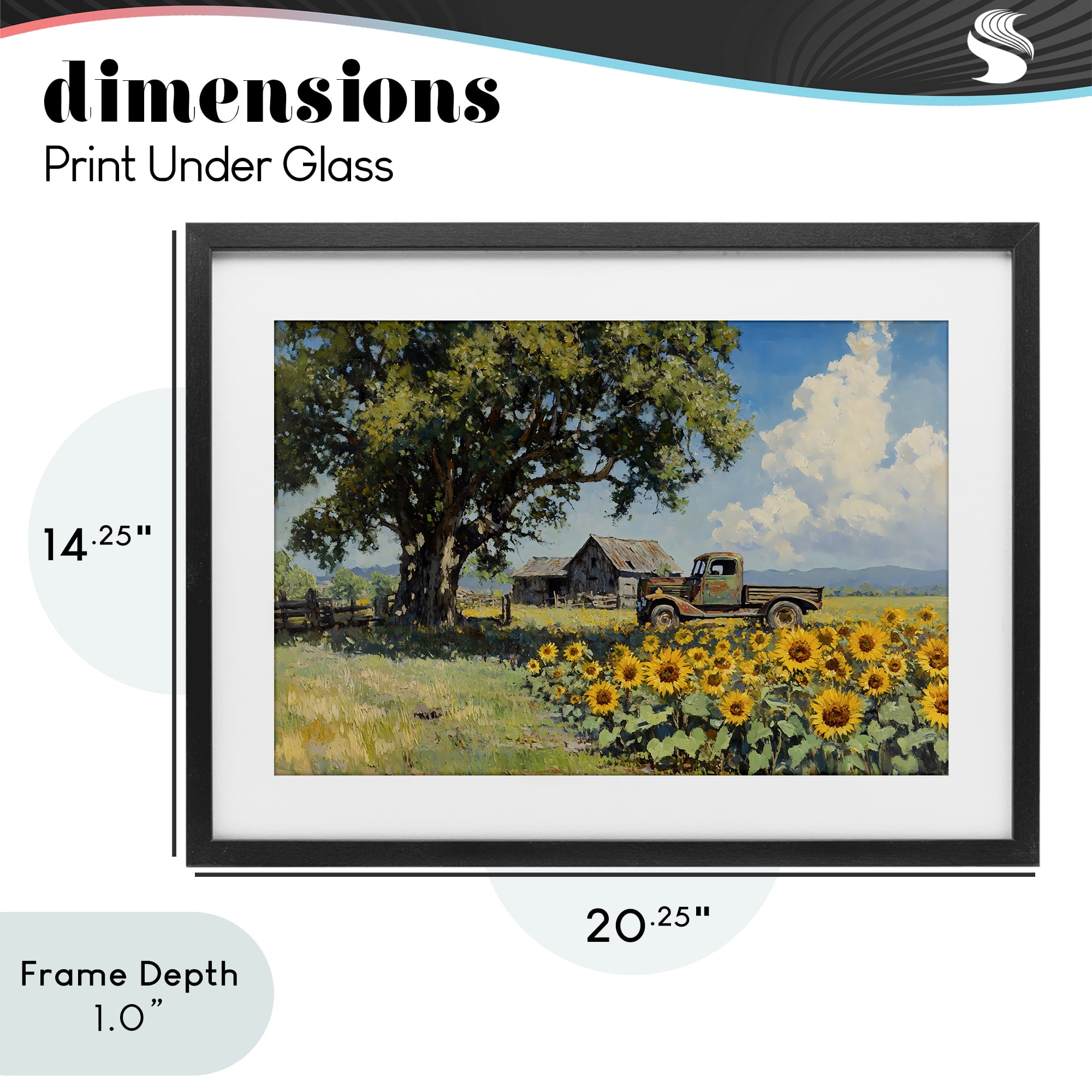 Stupell Industries Sunflower Pickup by Old Barn Black Framed Print Under Glass, design by Franklyn Gregory