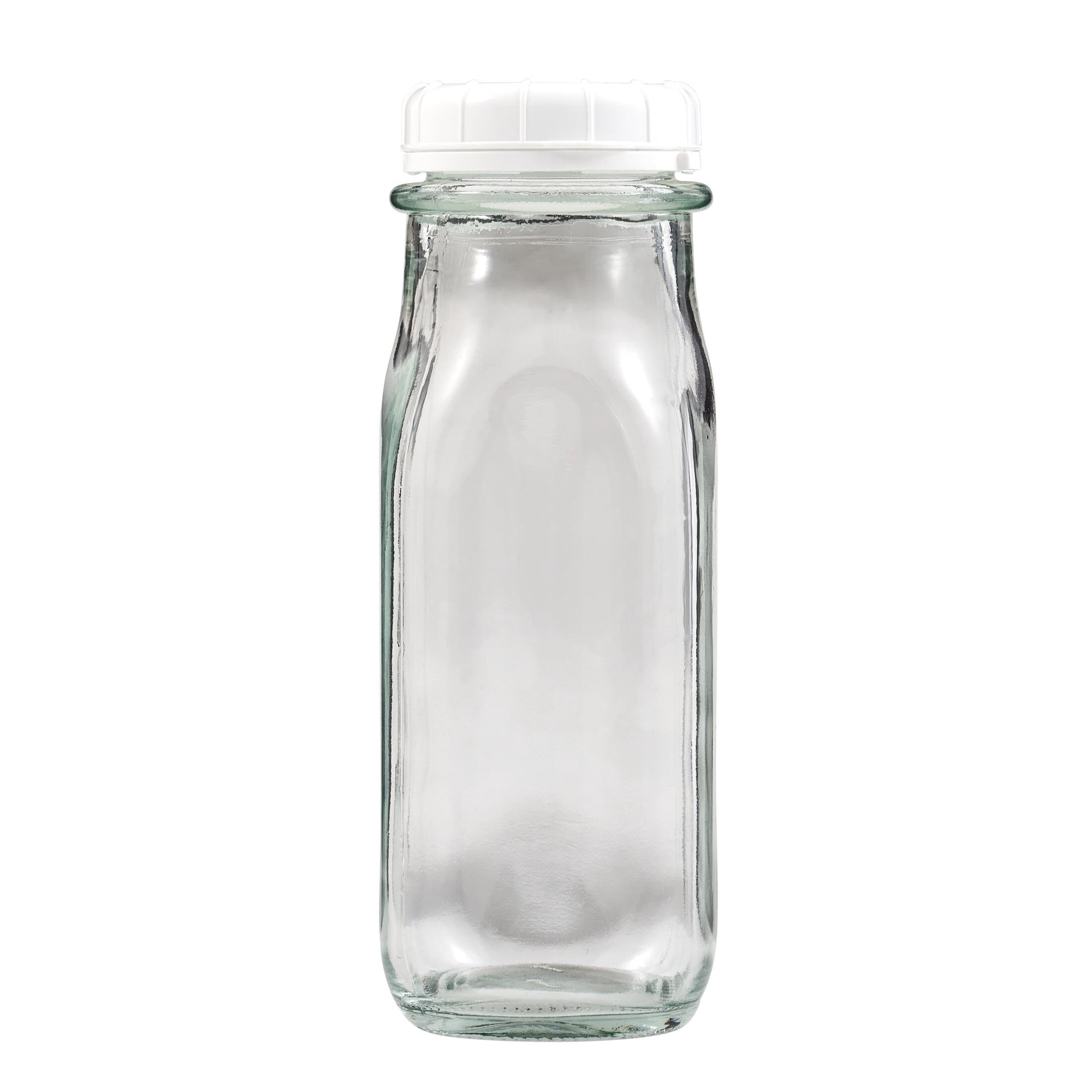 Hello Hobby Glass Milk Bottle Jar with Plastic Lid, 9.46 oz