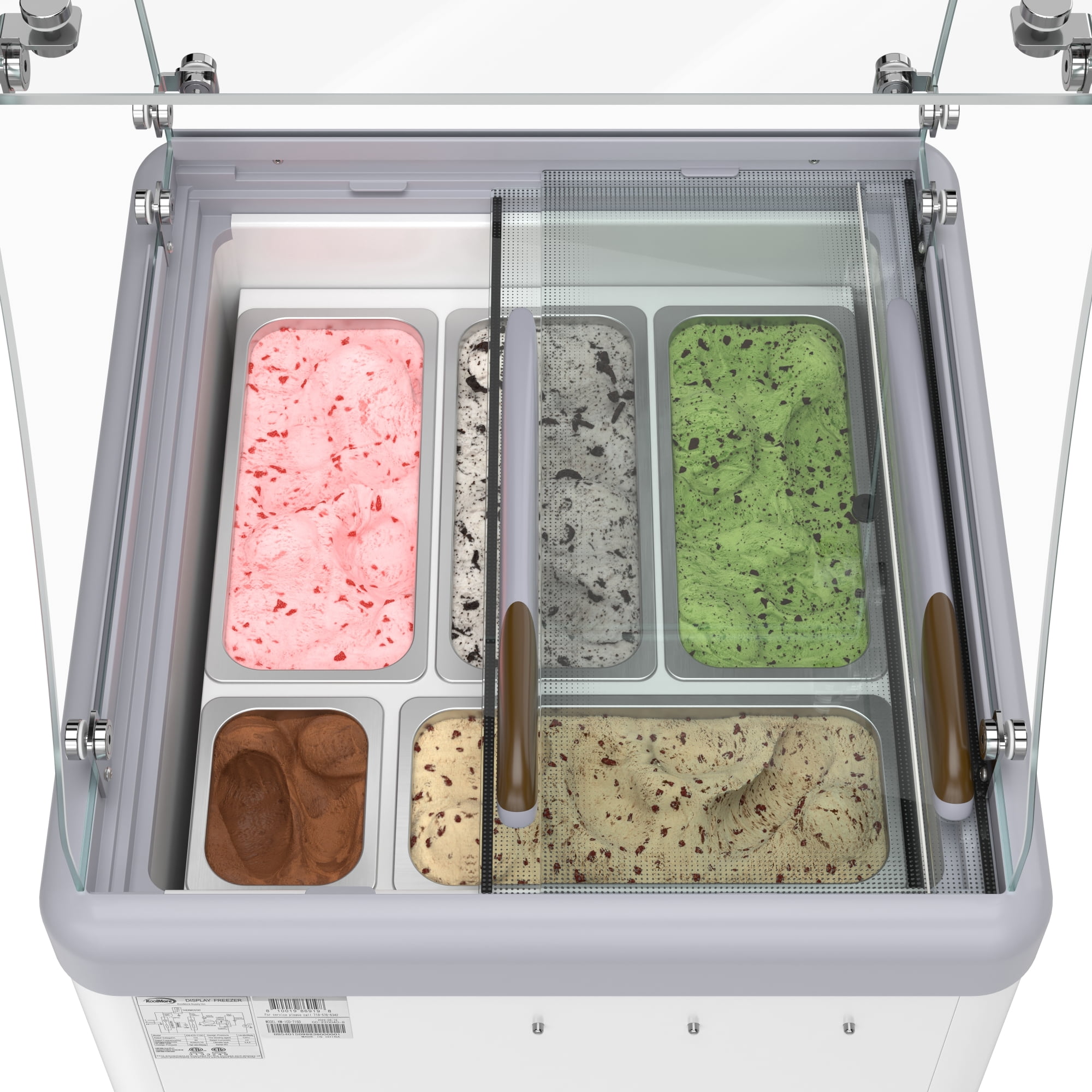 26 in. Gelato Dipping Cabinet Display Freezer with Sliding Glass Door and Sneeze Guard, 6 cu. ft. KM-GDC-26SD-FG