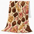 thumbnail image 2 of Assorted Chocolate Box Pattern, Festive Holiday Scene, Warm Flannel Blanket for Living Room and Reading Nook with Detailed Artwork, Art Lovers Friendship Gift, Festive Home Decor, 2 of 9