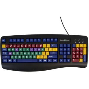 Dual Sim Qwerty Keyboard - Ablenet 12000028 Learning Board QWERTY Color Coded Vowels USB Keyboard