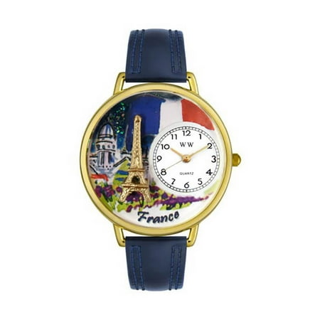 France Navy Blue Leather And Goldtone Watch #G1420006