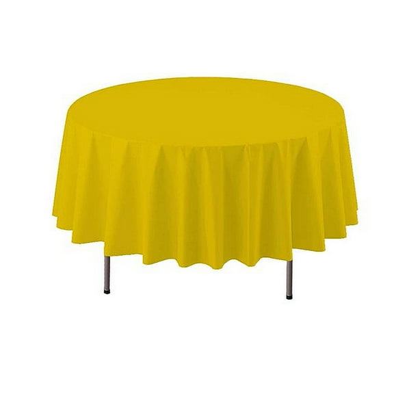 1 - Party Essentials 84" Round Heavy Duty Plastic Table Covers - Harvest Yellow
