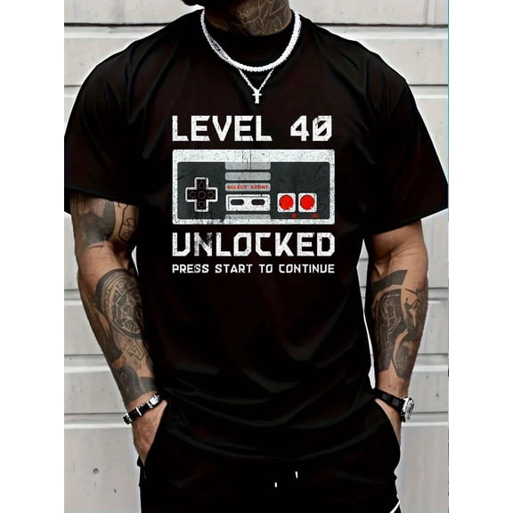 100% Cotton 40 Year Old Forty Birthday Gift Level 40 Unlocked Gamer T-Shirt Women's Men Graphic Tee