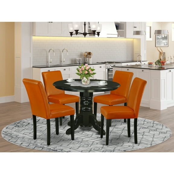 Art Nouveau Dining Set - Round Table with 4 Chairs - 42 Inch - Elegant Dining Room Furniture