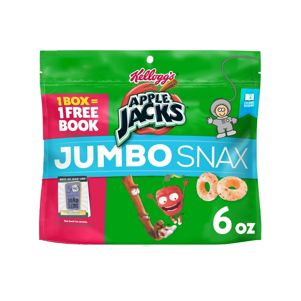 Kellogg's Apple Jacks Jumbo Snax Cereal Snacks, Lunch Box Snacks, Kids