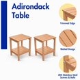thumbnail image 5 of FODINGHILL 2-Tier Outdoor Side Table set of 2, HDPE All Weather Adirondack Patio Table with Storage Shelf, Outside End Table for Porch Backyard Indoor, Teak, 5 of 7