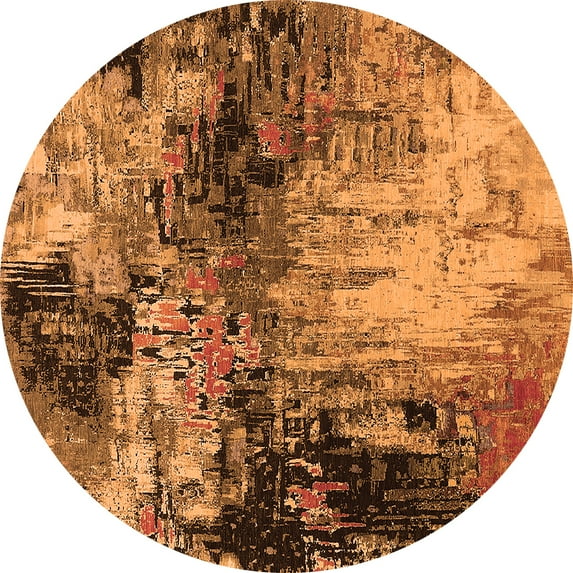 Ahgly Company Indoor Round Oriental Orange Industrial Area Rugs, 8' Round
