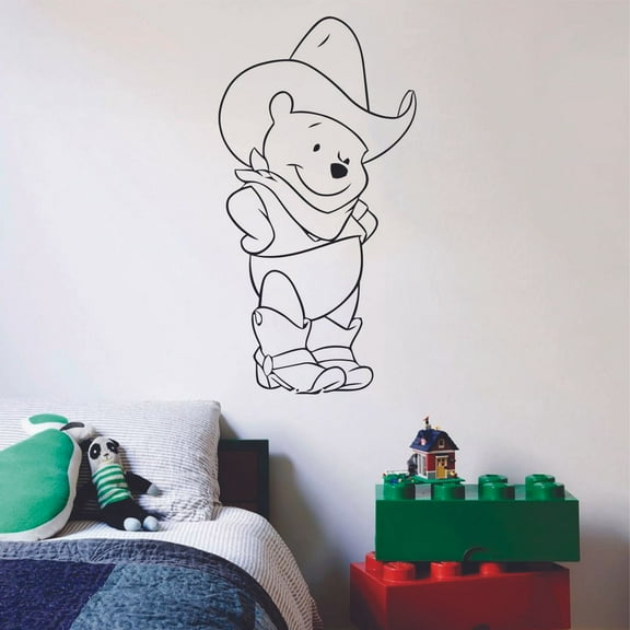 Winnie The Pooh Cowboy Cute Happy Children Cartoon Wall Sticker Art Decal for Girls Boys Room Bedroom Nursery Kindergarten House Fun Home Decor Stickers Wall Art Vinyl Decoration Size (30x27 inch)