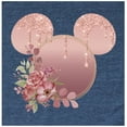 thumbnail image 3 of Women Teen Rose Gold Drip Mickey Ears with Flowers Shirt Unisex Floral Adult Ladies Boho Character Tshirt (Navy, Small), 3 of 7