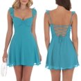 thumbnail image 4 of Y2k Floral Graduation Mini Dress for Women Teen Girls Corset Ruffle Swing Lace Formal Short Grad Dress, 4 of 5