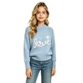 thumbnail image 6 of Cute Embroidered Sweaters Girls Casual Chunky Knit Oversized Sweater Winter Fall Pullover Tops Light Blue, 18 M, 6 of 7