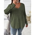 thumbnail image 2 of Women Plus Top 5XL Sweater Top Tunic Top Pullover Lady Top Long Sleeve Daily V-neck Autumn Daily Sweater Top Loungewear Striped Cogild, 2 of 5
