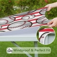 thumbnail image 6 of Red and White Striped Baseballs Pattern Square Fitted Tablecloth with Elastic Edge,Square Table Cover,Washable Elastic Table Cover for Home Kitchen Party Decor 36"x36", 6 of 6
