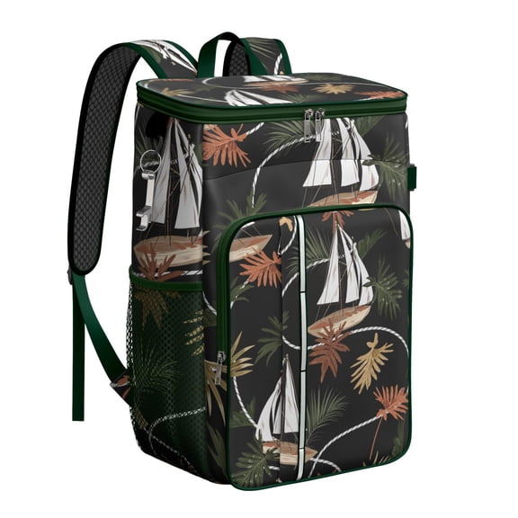 Boho Tropical Sunset Palm Tree Backpack Cooler, Leakproof and Waterproof Insulated Cooler Bag for Vacation, Hiking and Office