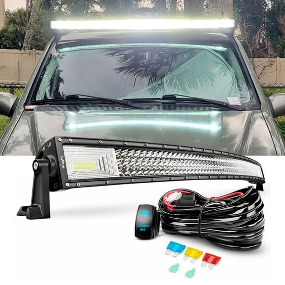 Nilight 52Inch 783W Curved Triple Row Flood Spot Combo Beam Led Bar 78000LM Driving Lights with 12AWG Heavy Duty 12V 5Pin Rocker Switch Wiring Harness Kit-1 Lead,waterproof